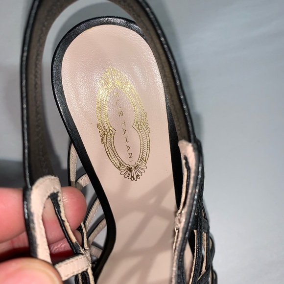 NWOB size 37 ELIE TAHARI black leather caged heels - Picture 4 of 6